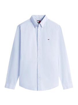 Camisa Tommy Jeans Oxford com logo azul para homem.