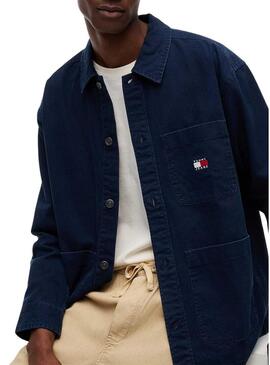 Camisa Tommy Jeans oversize marinho para homem.