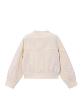 Moletom Mayoral com zíper bege para menina.