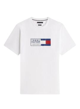 Camiseta Tommy Hilfiger Brand Love Box branca para homem.