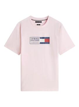 Camiseta Tommy Hilfiger Brand Love Box rosa para homem.