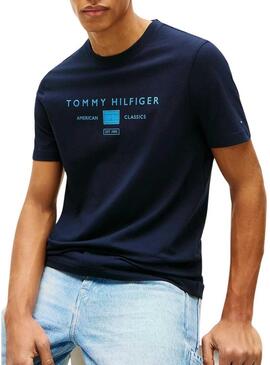 Camiseta Tommy Hilfiger Brand Love azul marinho para homem