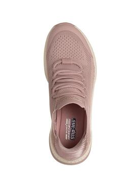 Sapatilhas Skechers BOBS Squad 4 rosa para mulher.