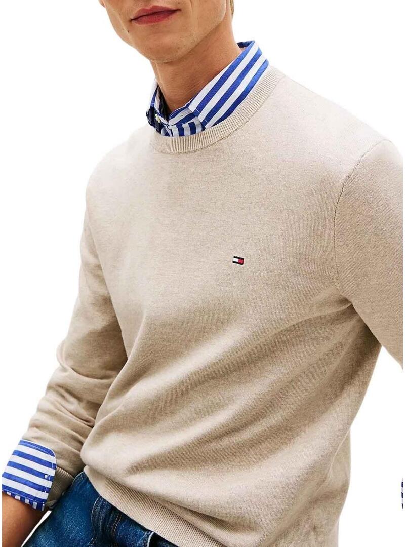 Camisola Tommy Hilfiger Essential bege para homem.