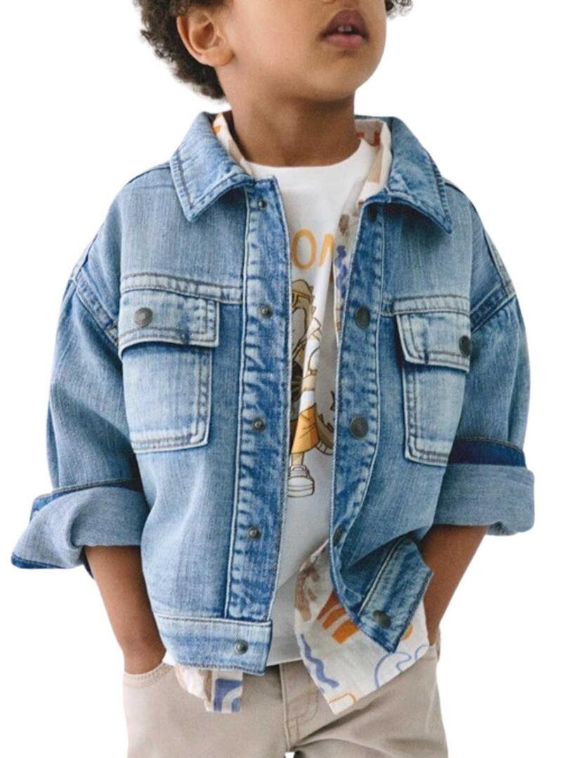 Jaqueta jeans Mayoral azul com bolsos para menino.