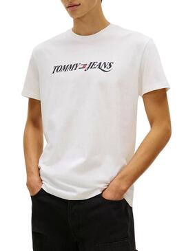 Camiseta Tommy Jeans Vintage logo branco para homem