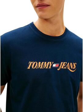 Camiseta Tommy Jeans Vintage logo marinho para homens.