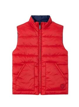 Colete Mayoral reversível em vermelho e azul para menino.