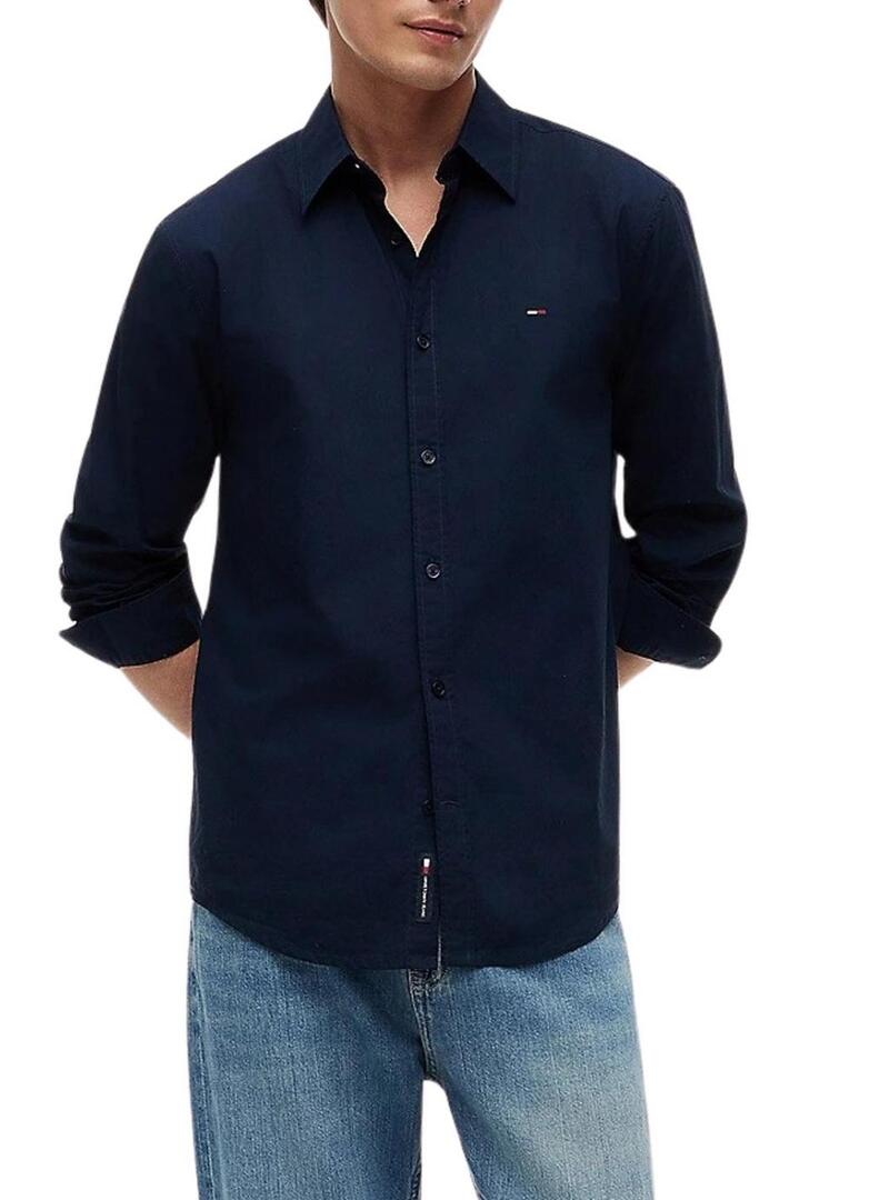 Camisa Tommy Jeans Popelín regular marinho para homem