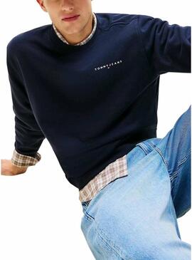 Moletom Tommy Jeans Linear Chest marinho para homens
