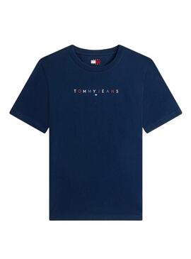 Camiseta Tommy Jeans Color Linear marinho para mulher.