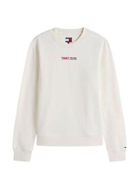 Moletom Tommy Jeans Essential logo branco para mulher.