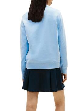 Moletom Tommy Jeans Essential logo azul para mulher.