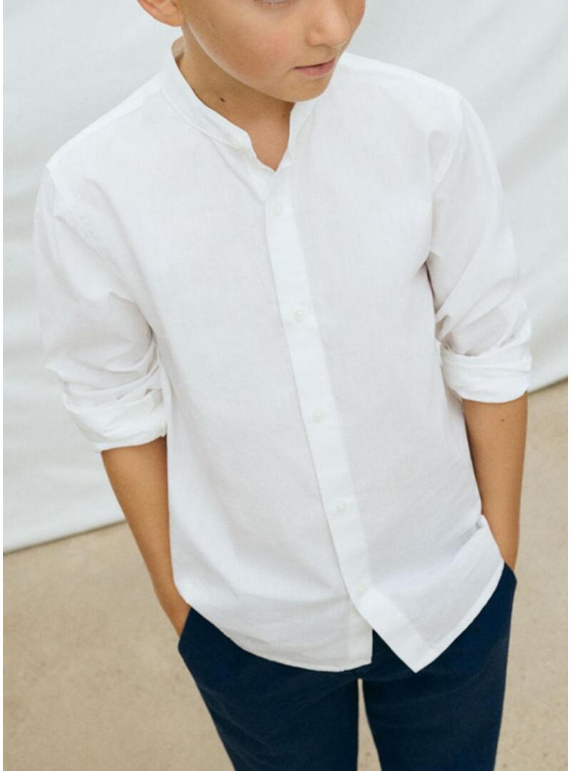 Camisa Mayoral gola Mao branca para menino.