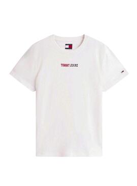 Camisa Tommy Jeans Essential logo branca para mulher.