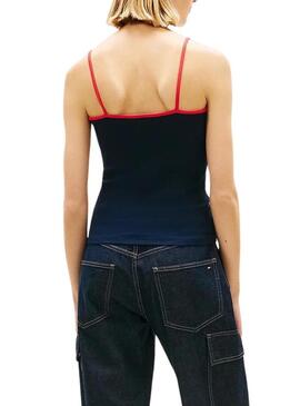 Top Tommy Jeans Slim Badge azul marinho para mulher