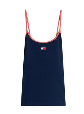 Top Tommy Jeans Slim Badge azul marinho para mulher