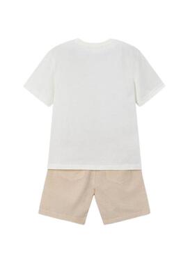 Conjunto bermuda Mayoral Seersucker Beige para menino