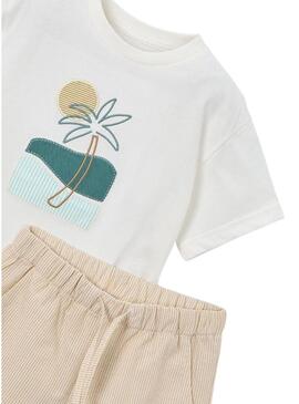 Conjunto bermuda Mayoral Seersucker Beige para menino