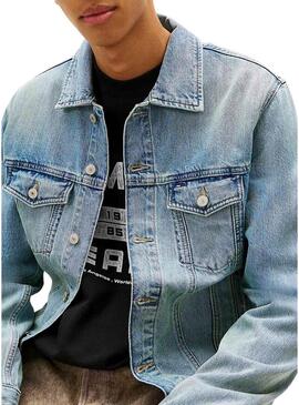 Jaqueta jeans Tommy Jeans Ryan lavagem clara para homem.