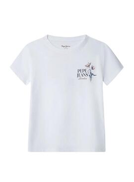 Camiseta Pepe Jeans Gaylor branca para meninas.