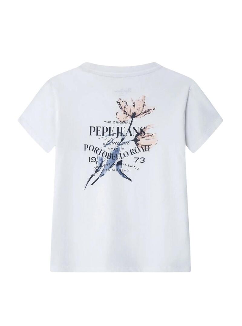 Camiseta Pepe Jeans Gaylor branca para meninas.
