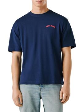 Camiseta Pepe Jeans Gideon azul marino para homem.