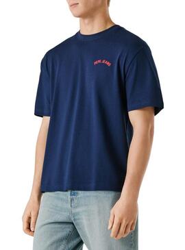 Camiseta Pepe Jeans Gideon azul marino para homem.