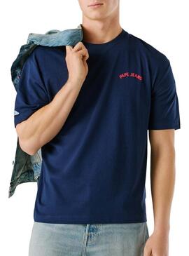 Camiseta Pepe Jeans Gideon azul marino para homem.