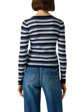 Camisola Pepe Jeans Kimmi listrada azul para mulher.