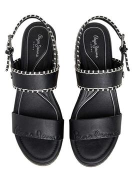 Sandálias Pepe Jeans Billie preto para mulher.
