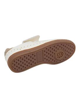 Sapatilhas Pepe Jeans Ball Studs em couro branco com tachas para mulher.