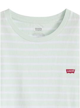 Camiseta Levis Perfect Tee listrada verde para mulher