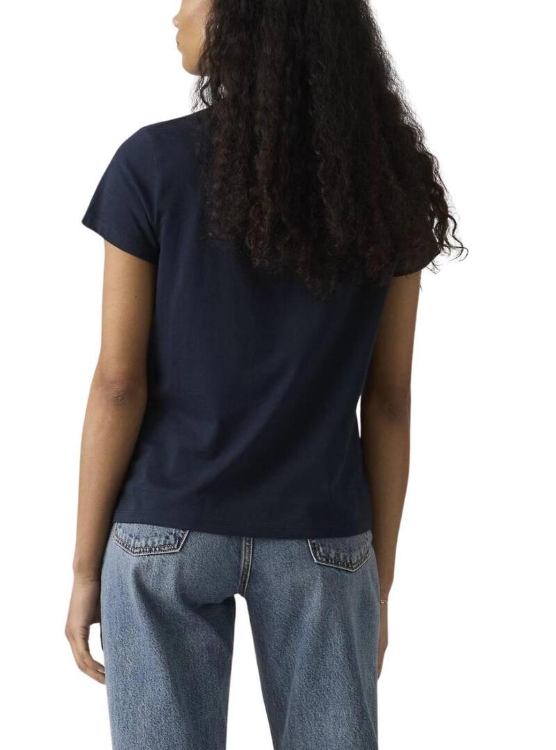 Camiseta Levis The Perfect Tee azul marinho para mulher.