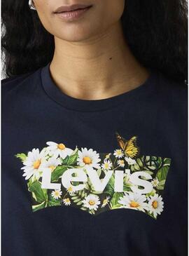 Camiseta Levis The Perfect Tee azul marinho para mulher.