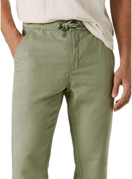 Calça chinesa Pepe Jeans Pull On Comfort verde para homem.