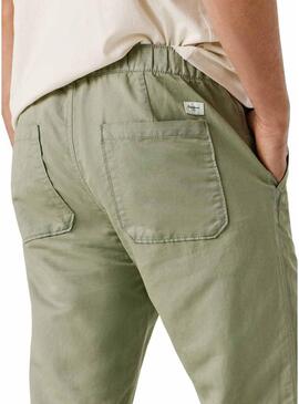 Calça chinesa Pepe Jeans Pull On Comfort verde para homem.