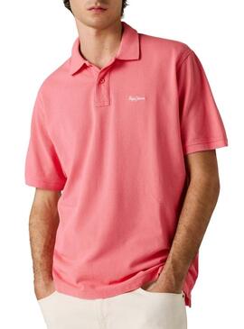 Camisa Polo Pepe Jeans Oscar rosa para homem.