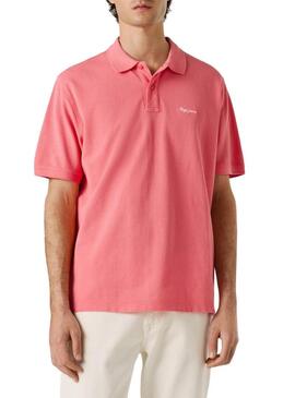 Camisa Polo Pepe Jeans Oscar rosa para homem.