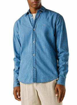 Camisa jeans Pepe Jeans Classic slim azul para homem.