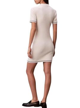Vestido Calvin Klein Jeans Microcable branco para mulher.