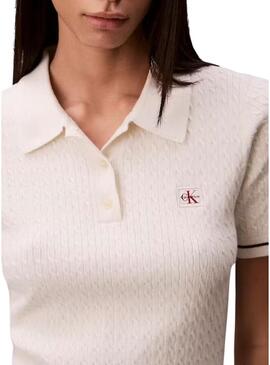 Vestido Calvin Klein Jeans Microcable branco para mulher.