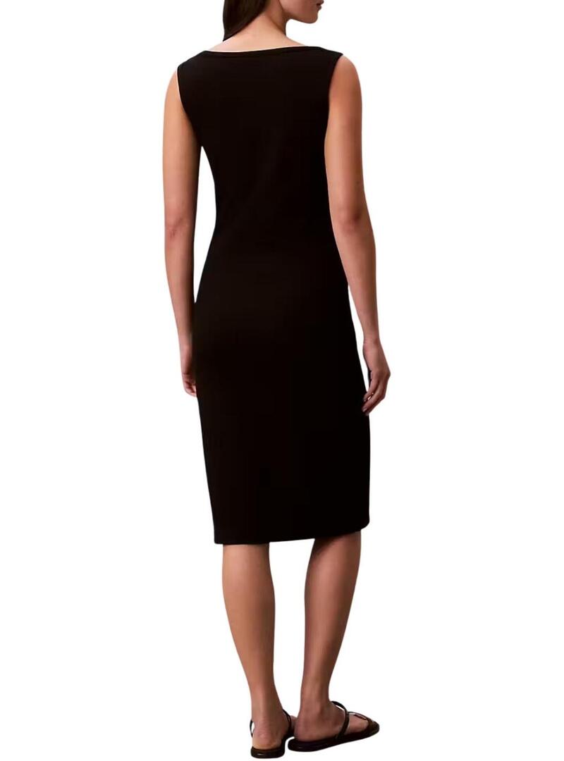 Vestido Calvin Klein Jeans Baby Rib square preto para mulher
