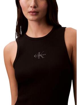 Vestido Calvin Klein Jeans Baby rib preto para mulher.