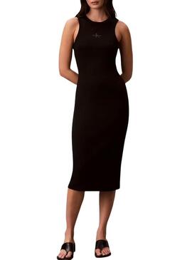 Vestido Calvin Klein Jeans Baby rib preto para mulher.
