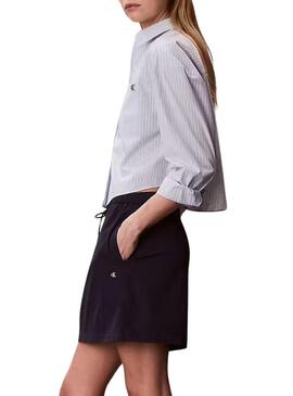 Camisa Calvin Klein Jeans Yarndye listras azuis para mulheres.