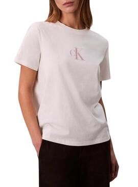 Camiseta Calvin Klein Jeans Classic Foil branca para mulheres