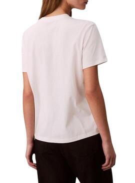 Camiseta Calvin Klein Jeans Classic Foil branca para mulheres