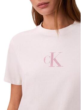 Camiseta Calvin Klein Jeans Classic Foil branca para mulheres