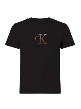 Camiseta Calvin Klein Jeans Classic Foil preto para mulher.